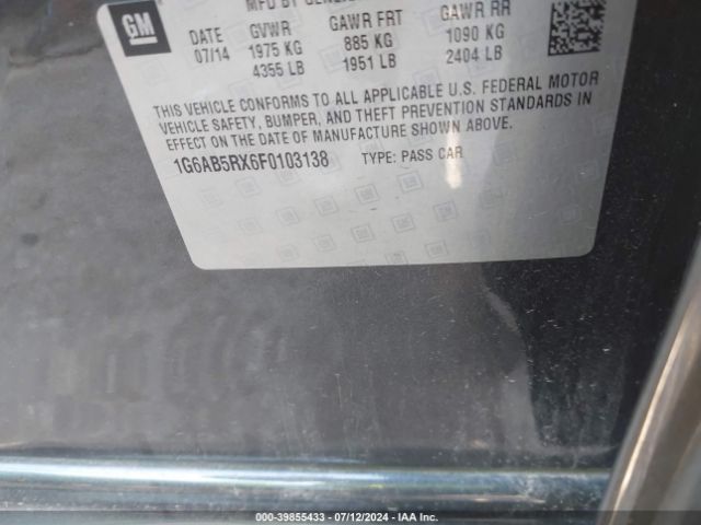 1G6AB5RX6F0103138 Cadillac ATS LUXURY