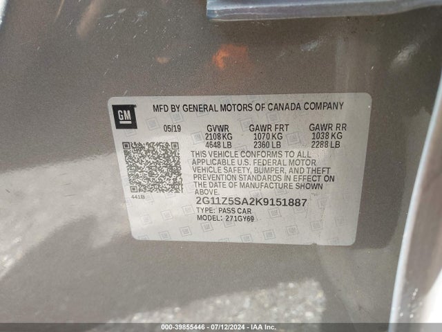 Chevrolet IMPALA LT 2019 2G11Z5SA2K9151887 Image 9