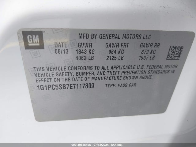 Chevrolet Cruze 1lt Auto 2014 1G1PC5SB7E7117809 Image 9