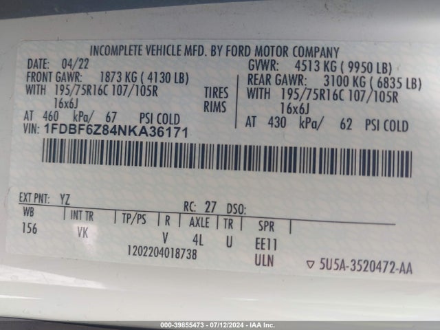Ford Transit-350 Cab 2022 1FDBF6Z84NKA36171 Image 9
