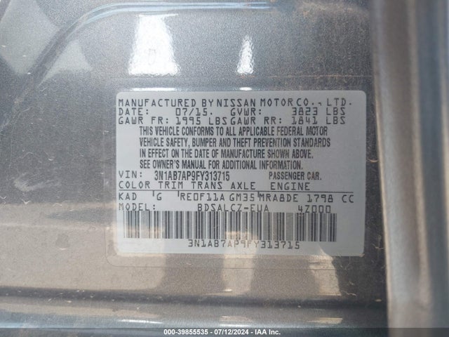 3N1AB7AP9FY313715 Nissan 2015