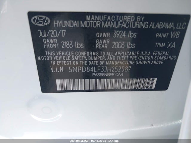 Hyundai Elantra Value Edition 2018 5NPD84LF3JH252587 Image 9