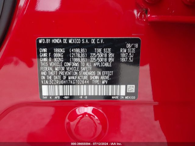 3CZRU6H17KG702644 Honda HR-V SPORT
