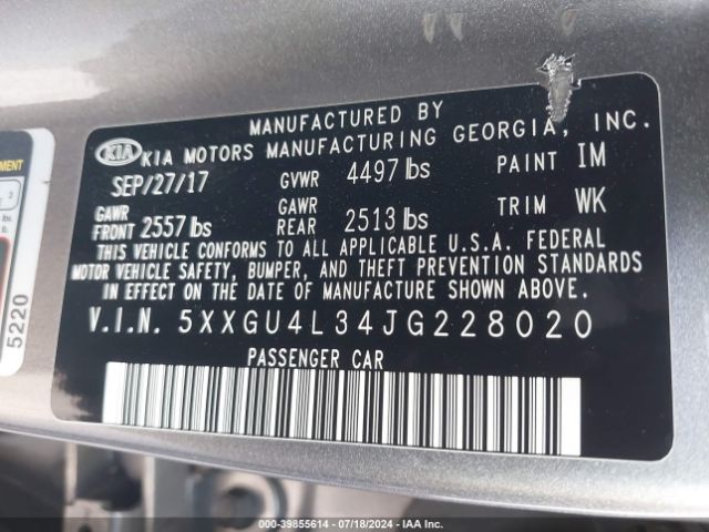 5XXGU4L34JG228020 KIA OPTIMA EX
