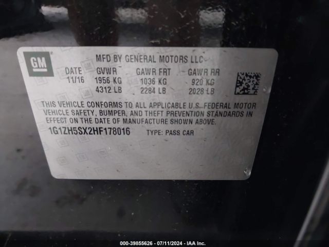 1G1ZH5SX2HF178016 Chevrolet Malibu Premier