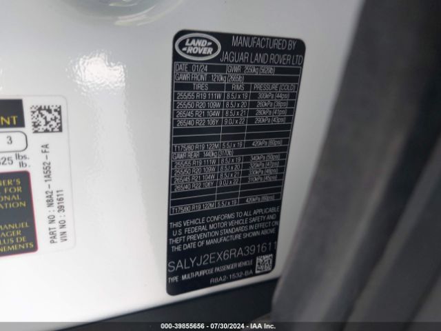 SALYJ2EX6RA391611 Land Rover Range Rover Velar P250 S