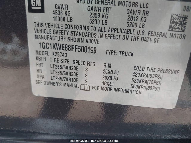 Chevrolet Silverado 2500hd Ltz 2015 1GC1KWE88FF500199 Image 9