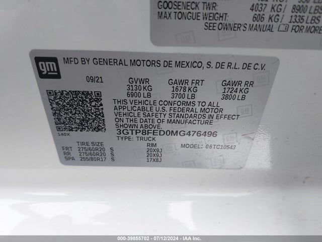 3GTP8FED0MG476496 GMC Sierra 1500 2wd  Short Box Denali