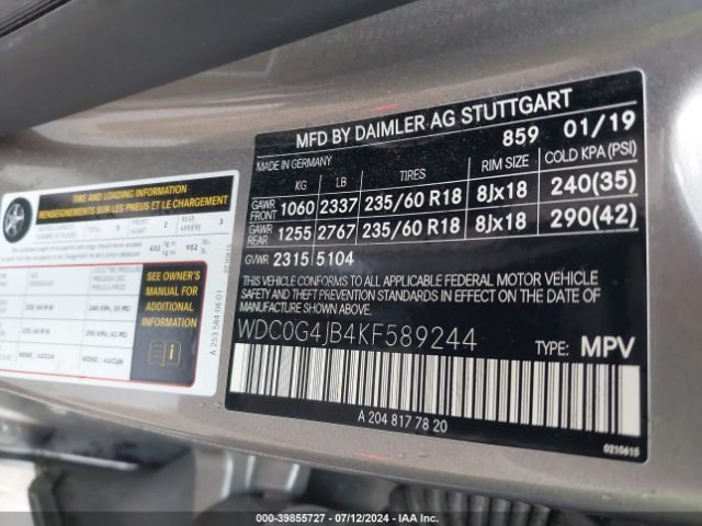 WDC0G4JB4KF589244 Mercedes-Benz GLC 300