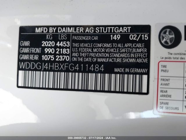 WDDGJ4HBXFG411484 Mercedes-Benz C 250