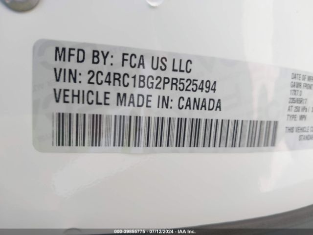 2C4RC1BG2PR525494 Chrysler Pacifica Touring L