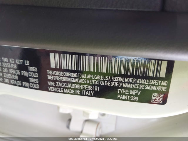 ZACCJABB8HPE68191 Jeep Renegade Altitude Fwd
