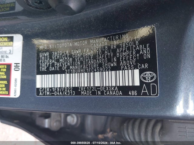 Toyota Corolla S Plus 2015 2T1BURHE1FC459022 Image 9
