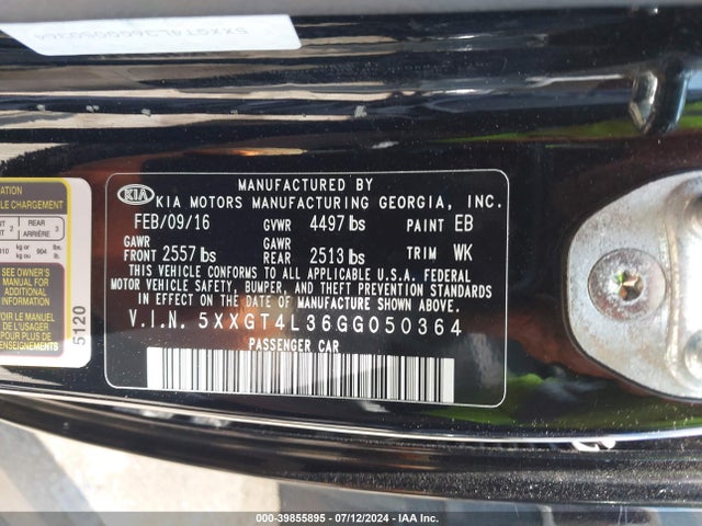 5XXGT4L36GG050364 KIA Optima Lx