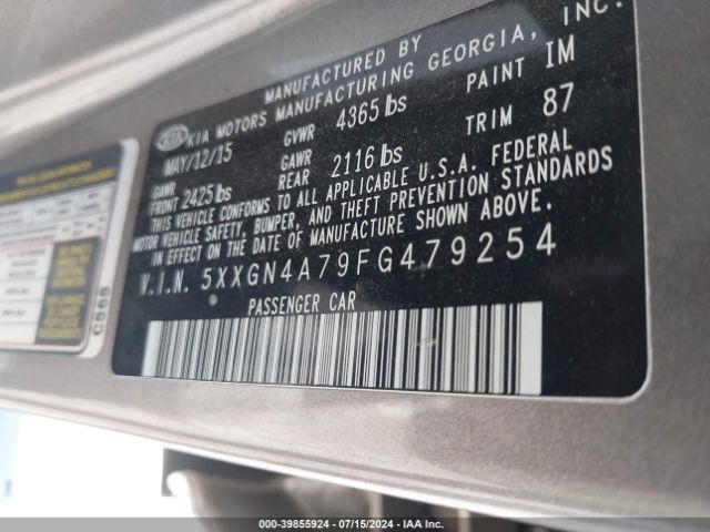 5XXGN4A79FG479254 KIA OPTIMA EX