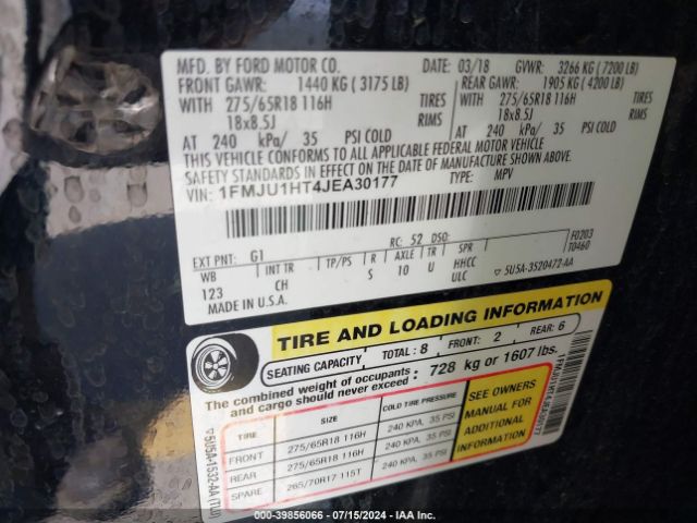 1FMJU1HT4JEA30177 Ford Expedition Xlt