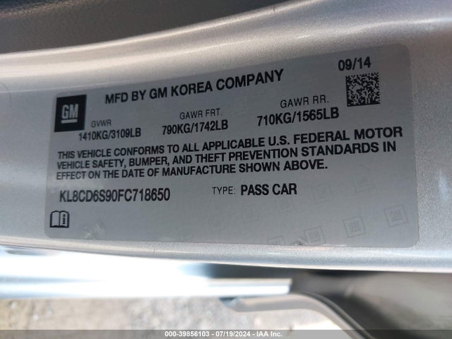 Chevrolet Spark 1lt Cvt 2015 KL8CD6S90FC718650 Image 9