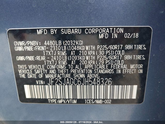 Subaru Forester 2.5i Premium 2018 JF2SJAGC6JH548326 Image 9