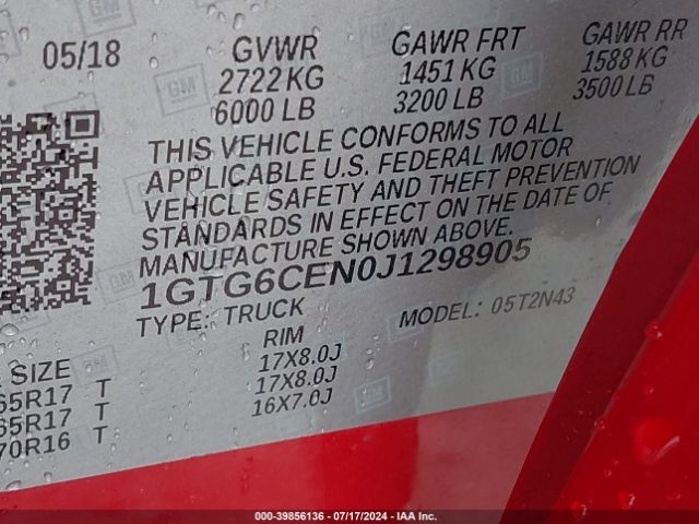 1GTG6CEN0J1298905 GMC CANYON SLE