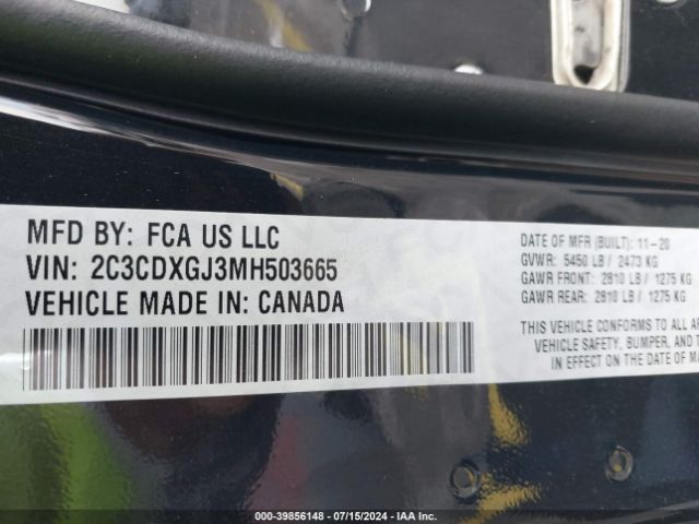 2C3CDXGJ3MH503665 Dodge Charger Scat Pack Rwd