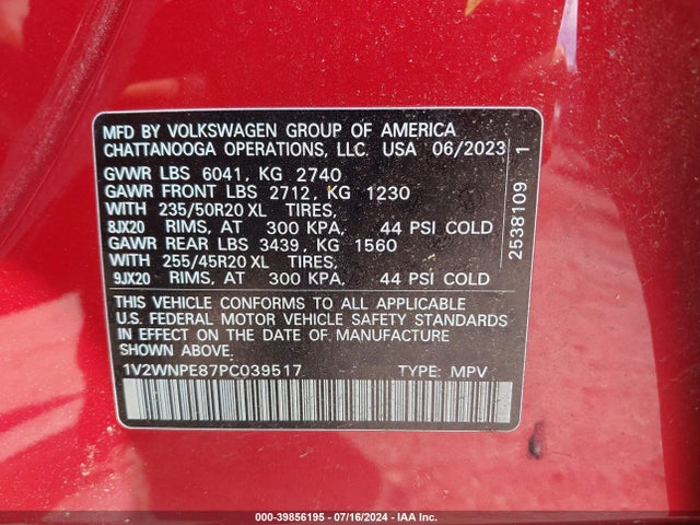 1V2WNPE87PC039517 Volkswagen Id.4 Awd Pro S