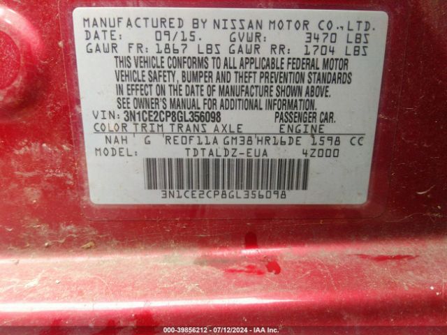 3N1CE2CP8GL356098 Nissan Versa Note S (sr)/s Plus/sl/sr/sv