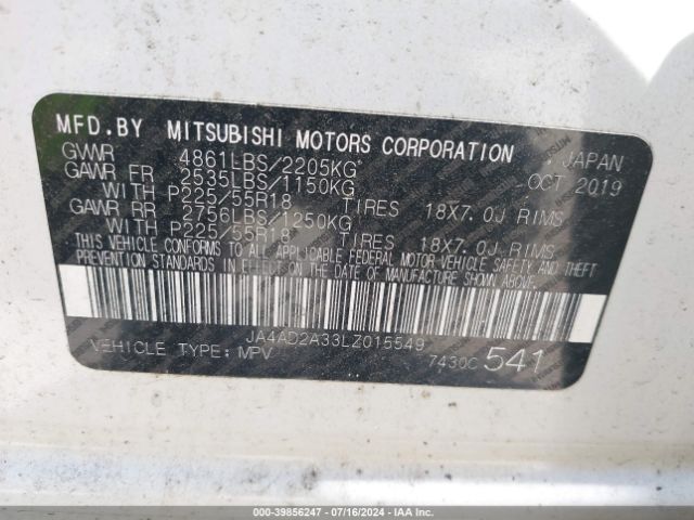 JA4AD2A33LZ015549 Mitsubishi Outlander Es 2.4