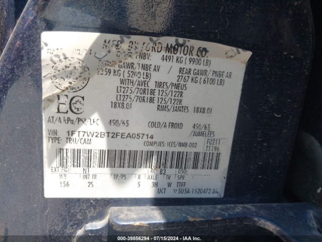 1FT7W2BT2FEA05714 Ford F-250 Xlt