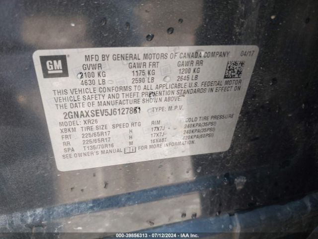 2GNAXSEV5J6127861 Chevrolet EQUINOX LT