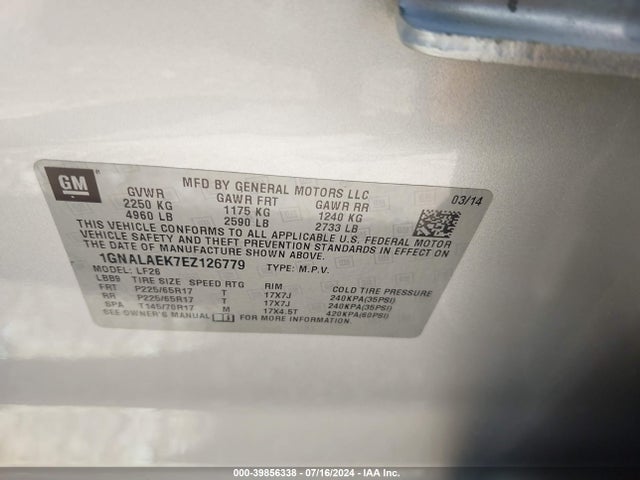1GNALAEK7EZ126779 Chevrolet EQUINOX LS