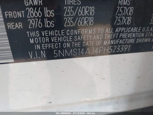 5NMS14AJ4PH523391 Hyundai Santa Fe Se