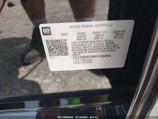 1G1ZB5ST8NF215094 Chevrolet Malibu Fwd Ls