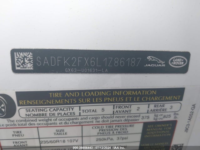 2020 JAGUAR E-PACE SADFK2FX6L1Z86187 Photo 8