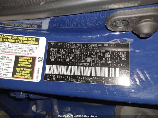 Toyota CAMRY SE 2023 4T1G11AK9PU167148 Image 9