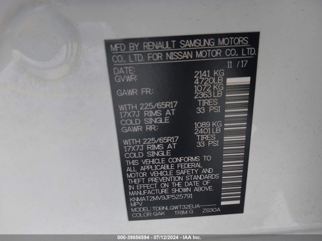 Nissan ROGUE SV 2018 KNMAT2MV9JP525791 Image 9