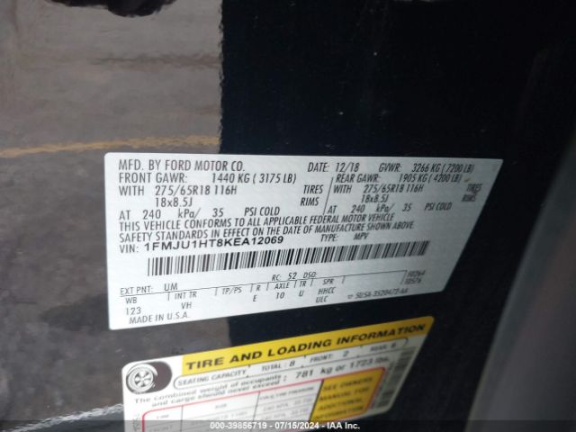 1FMJU1HT8KEA12069 Ford Expedition Xlt