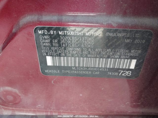 ML32A3HJ6KH014531 Mitsubishi Mirage Rf