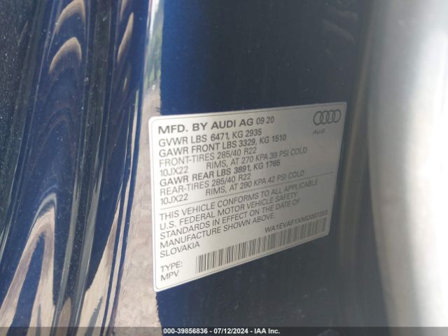 2021 AUDI Q8 WA1EVAF1XMD007253 Photo 8