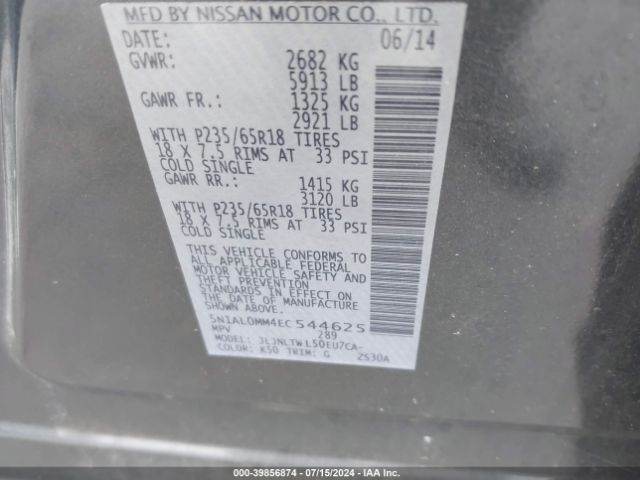 5N1AL0MM4EC544625 Infiniti QX60