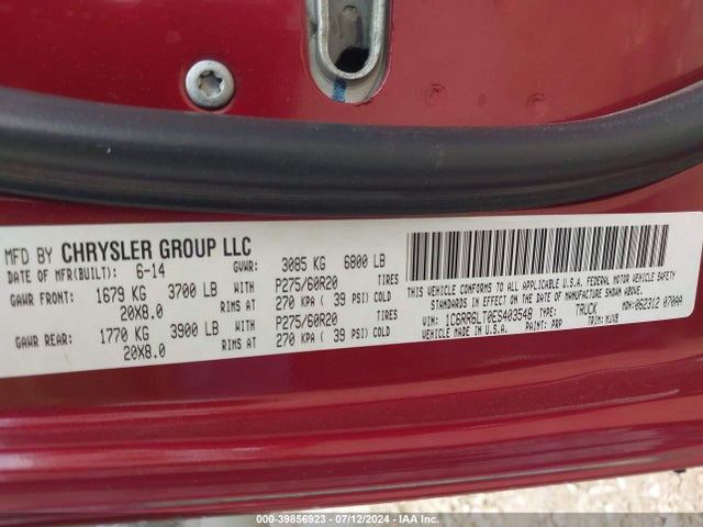 RAM 1500 Big Horn 2014 1C6RR6LT0ES403548 Image 9