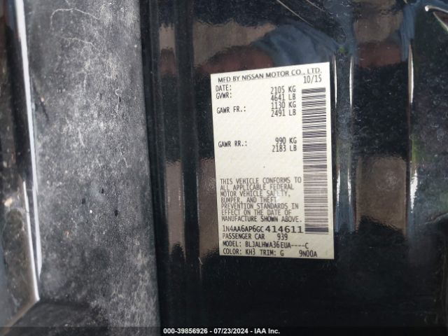 1N4AA6AP6GC414611 Nissan Maxima 3.5 Platinum