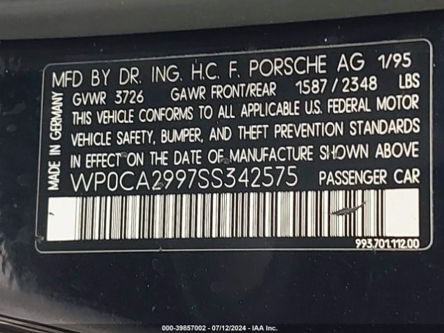 1995 PORSCHE 911 WP0CA2997SS342575 Photo 8