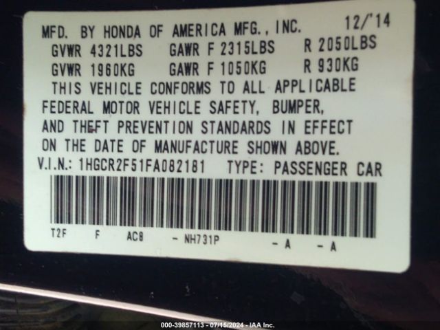 1HGCR2F51FA082181 Honda Accord Sport