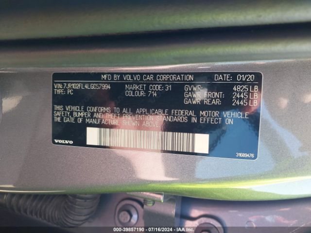 7JR102FL4LG057994 Volvo S60 T5 Inscription