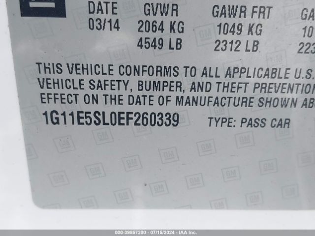 1G11E5SL0EF260339 Chevrolet MALIBU 2LT