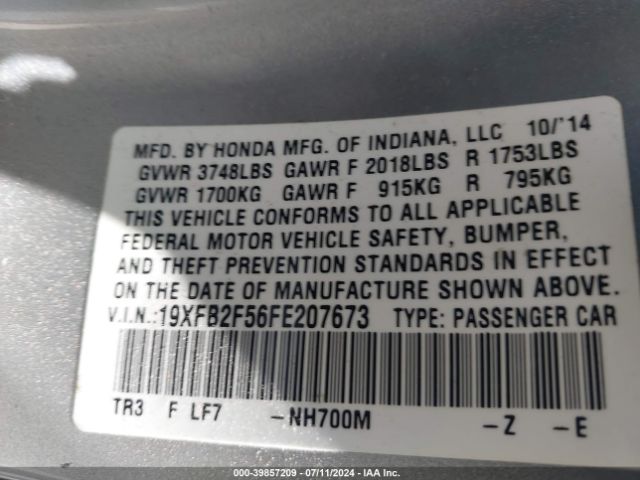 19XFB2F56FE207673 Honda Civic Lx