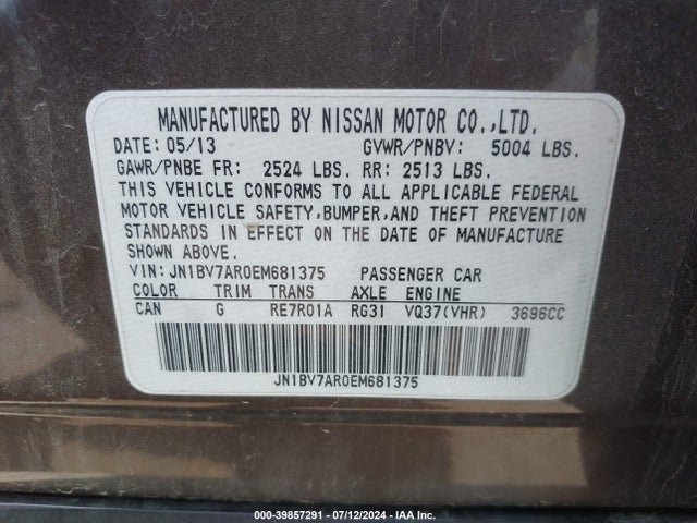 JN1BV7AR0EM681375 Infiniti Q50 Premium