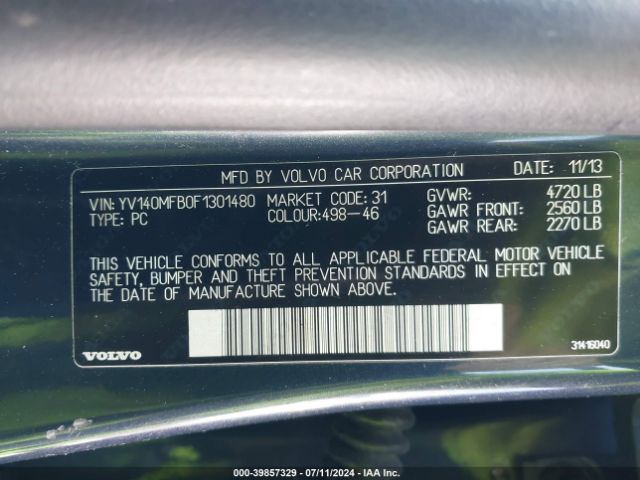 YV140MFB0F1301480 Volvo S60 T5 Premier