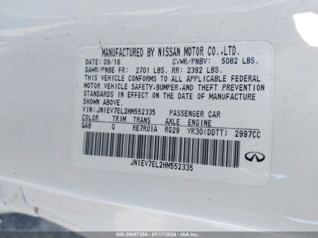 JN1EV7EL2HM552335 Infiniti Q60 3.0t Premium