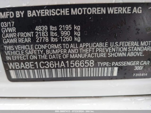 WBA8E1C36HA156658 BMW 330e Iperformance